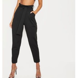 BLACK SCUBA TIE WAIST CIGARETTE PANTS, NWT, Sz 0